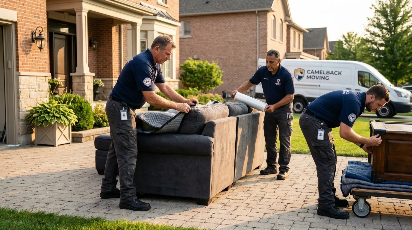 Large estate moving crew wrapping furniture in Fayette, IA